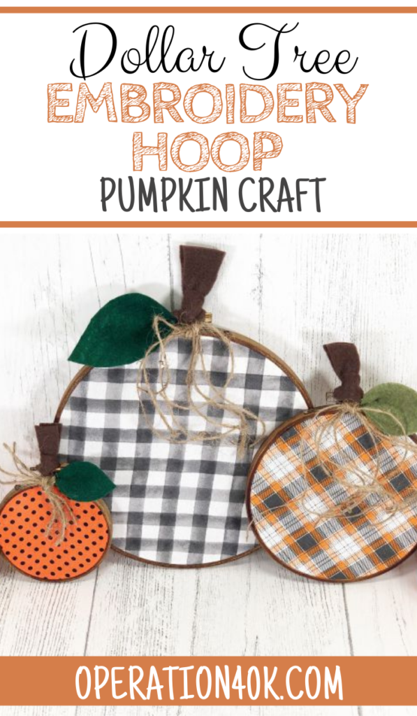 Easy Embroidery Hoop Pumpkin DIY Dollar Store Craft