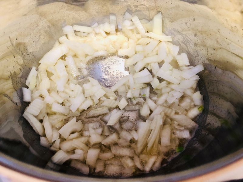 Instant pot shrimp alfredo cooking onions