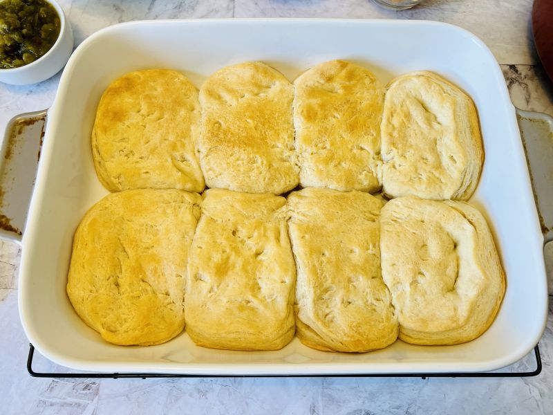 John Wayne Casserole baked biscuits