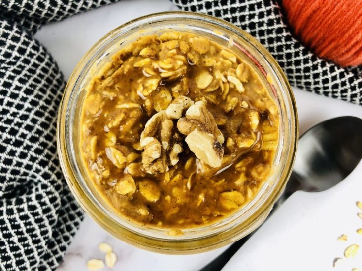 pumpkin spice overnight oats from the top