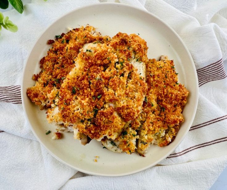 Plated Copycat Red Lobster Parmesan Crusted Tilapia