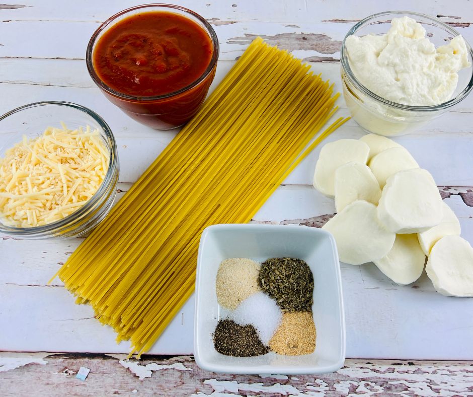 Air Fryer Baked Spaghetti ingredients