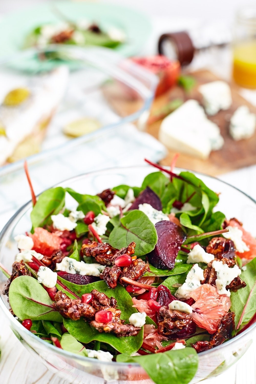 Beetroot Spinach Salad Caramelized Nuts