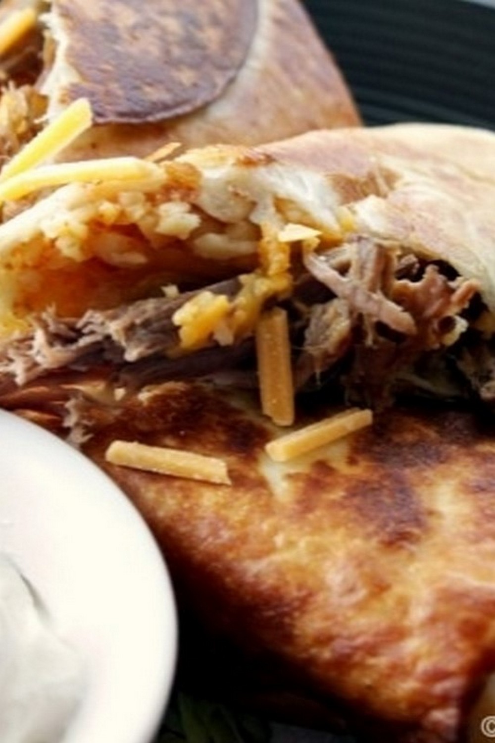 Crockpot Shredded Beef Chimichangas