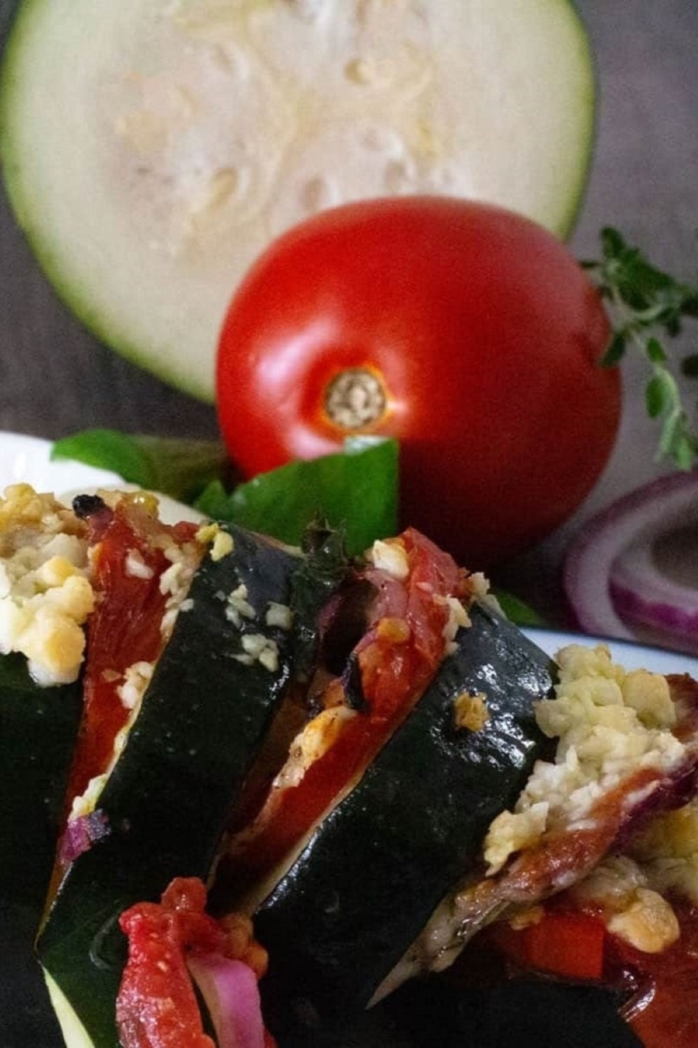 Easy Loaded Hasselback Zucchini