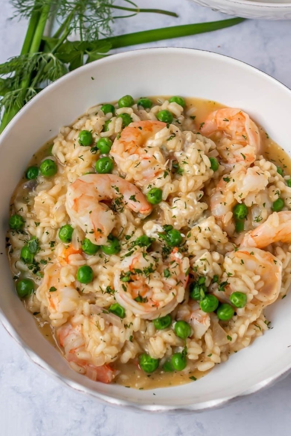 Spring Risotto With Shrimp Chevre Peas